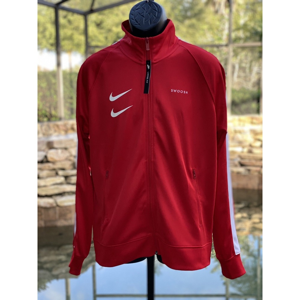 Nike Swoosh Poly-Knit Track Jacket Black / White Men S CJ4884-657 NWT